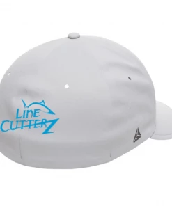 Line Cutterz Flexfit White Delta Hat With LC Pro Fish Logo Apparel
